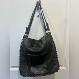 Jessica Simpson Elegant Black Leather Shoulder Bag